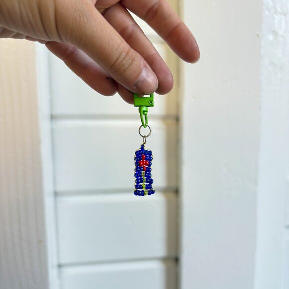 Floral Beaded Rectangle Charm - Picture 3 of 3